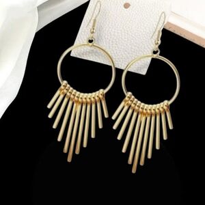 Free People Gold Hoop Tassel Earrings